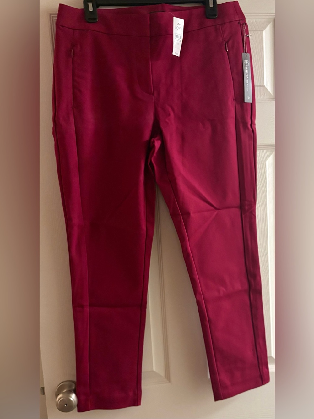 LOFT Women's Deep Red Curvy Skinny Ankle Ponte Pants